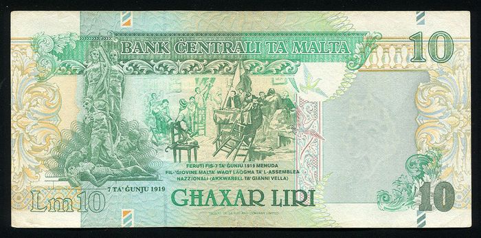 Malta - 10 Liri 1967 (1994) Banknote P 47a (xf-au)