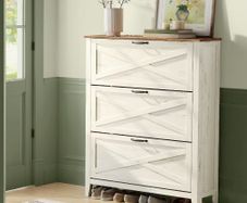 Vintage 3 Door Shoe Storage Cabinet Freestanding 18-24 Pairs