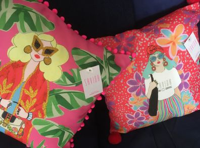 Cushions Pop Art Pair NEW  Flower Power