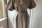 coat oasis size medium tie belted oatmeal beige coat