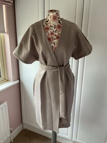 coat oasis size medium tie belted oatmeal beige coat