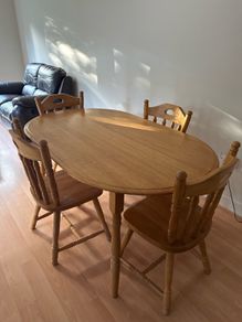 Sturdy wooden dining table and four chairs set