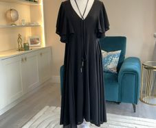 Ladies Midi Black Chiffon Dress with Flutter Sleeves from Boohoo
