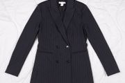 H&amp;M Black Pinstripe Double Breasted Tailored Blazer Jacket 10UK/38EU