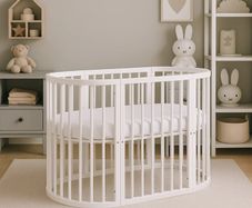 Babymam Snoa Oval Cot & Mattress. Excellent Condition