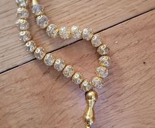 Clear Crystal & Gold Filigree Prayer Beads x33