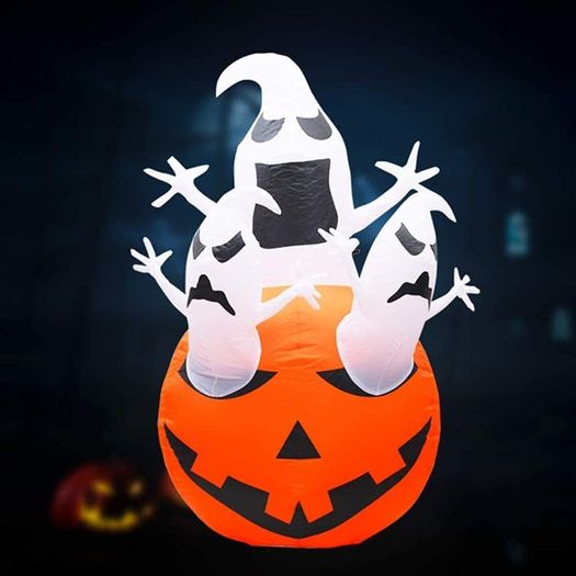 Halloween Inflatables, Yideng 1.5m/4.9Ft Tall Pumpkin Chost Decorations with LED Lights Giant Halloween Inflatable Pumpkin Outdoor Indoor Holiday Decor for Yard Patio Garden Lawn Party Decoration
