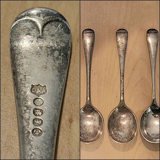 Antique XIX Century Nevada Silver Plated D&A (Daniel & Arter) Birmingham hallmarked Canteen Collectible Spoons Vintage Cutlery set of 6
