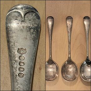 Antique XIX Century Nevada Silver Plated D&A (Daniel & Arter) Birmingham hallmarked Canteen Collectible Spoons Vintage Cutlery set of 6