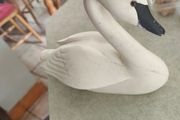 Vintage Folk Art Solid Wood Swan Figure Hand Carved &amp; Painted with Glass Eyes