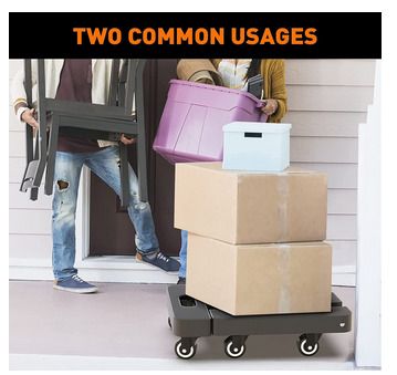 Folding Hand Truck, 6 Wheels Fold Up Hand Cart with 2 Elastic Ropes, Portable 225KG Capacity Heavy Duty Luggage Cart