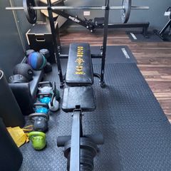 Adjustable Weight Bench with Rack & 50kg Barbell Set