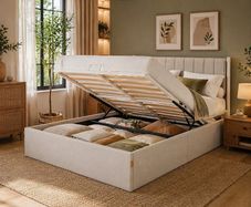 Double Bed Hydraulic Lift System  Ottoman Storage