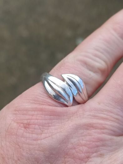 Heavy Double Leaf Sterling Silver Ring