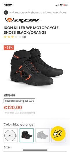 Ixon killer wp boots 42.5 size