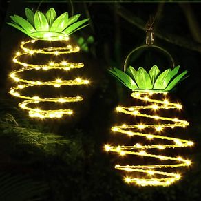 2 Pack Pineapple Garden Solar Lights 60 LEDs Outdoor Decor Solar Path Hanging Lights IP65 Waterproof Led Fairy String for Christmas Patio Path Home Tree Decoration Lantern Lighting