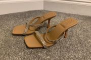 Zara Nude Diamond Square Toe Heels
