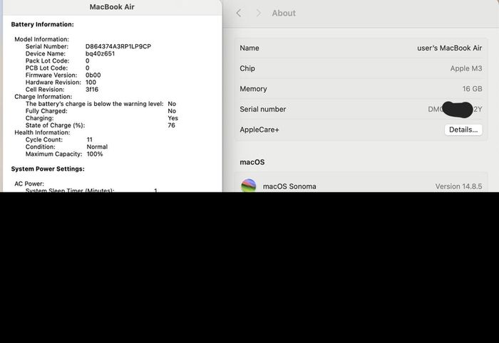 Macbook Air 15 inch M3 16GB RAM 256GB Starlight