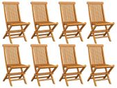 Folding Garden Chairs 8 pcs Solid Teak Wood