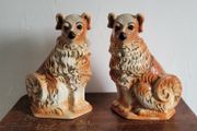 19th century Staffordshire russet &amp; tan dogs