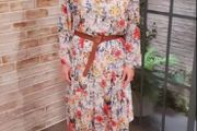 Ladies Floral Chiffon Dress: Size 10