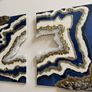 Handmade Blue & Gold Geode Resin Wall Art Image 2