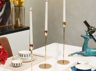 main image for ad Modern Metal Gold Candlestick Holders Wedding Decoration Skinny Tapered Candlestick Holder Home Decor Bar Party Candle Holders