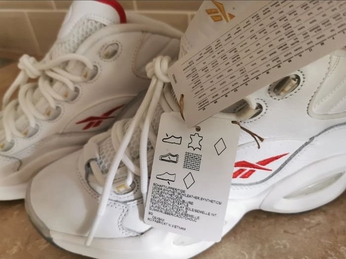 Reebok Classics Question Mid GX0230 White Red 6 Limited New Size EUR40.5 US8 UK7