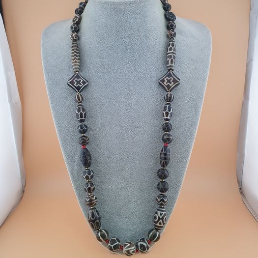 Rare Antique Burmese Pumtek Pyu Petrified Wood Beads Necklace