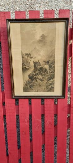 Pair of Western prints with buffalo framed pictures
