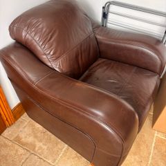 Sofa set- dark brown leather one and two seaters