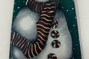 Dark Green Christmas Tie With Snowman with snow falling design. New in packaging.