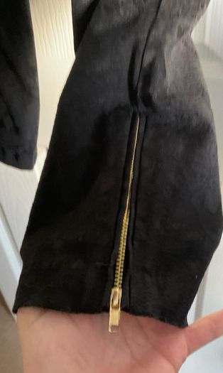 New Look Petite Black Jacquard Ankle-Zip Trousers