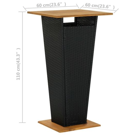 3 Piece Garden Bar Set Black