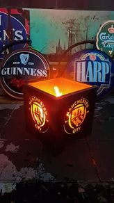Precision laser cut Man City garden firepit