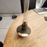 Victorian copper lamp on bun feet with chimney Image 3
