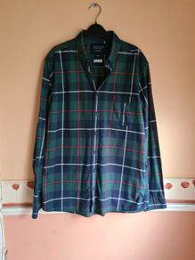 mens JOULES long sleeve shirt Size Medium classic fit tartan check navy green