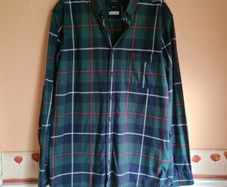 mens JOULES long sleeve shirt Size Medium classic fit tartan check navy green