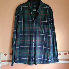 mens JOULES long sleeve shirt Size Medium classic fit tartan check navy green