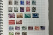 Collections. Starter collection with used stamps in Blue 22-ring binder with countries from Anguilla to Japan. Includes 56 images.