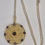 Vintage 1930s Art Deco Czech Purple Glass Pendant Necklace Goldtone Filigree Image 3