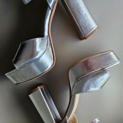Silver Block Heels