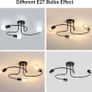 NEW SALE | Industrial Ceiling Light 3 Way, Semi-Flush Ceiling Light Black Metal E27 Base, Chandelier Ceiling Lighting Fixture for Bedroom Living Dining Room Hallway Image 6