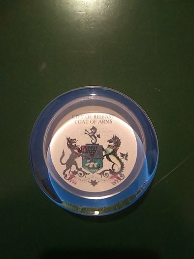 Paperweight. City of Belfast coat of arms.