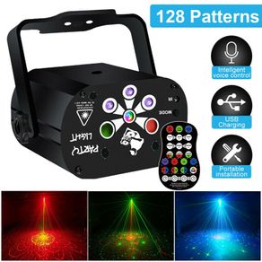 128 Pattern Laser Stage Lighting RGB LED USB Projector Light Party DJ Disco Lamp