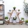 Wooden Plant Stand with Wheels Multi-Tier Display Shelf Image 5