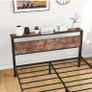 5ft King Metal Platform Bed Frame with Wooden Storage Shelf Headboard, 150x200 cm Image 5