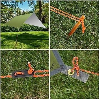 FREE EXPRESS SHIPPING Hammock Rain Fly Tent Tarp, 3m x 3m Tarpaulin Portable Sunshade Lightweight Waterproof Groundsheet Windproof Camping gazebo Picnic Mat Anti UV Sun Shelter for Camping Travel Beach