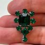 vintage screw-back earrings with emerald-green glass rhinestones Image 2