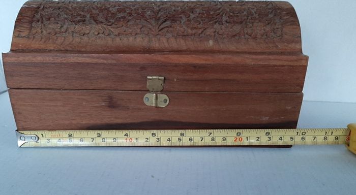 hand carved vintage wooden jewellery box/storage box